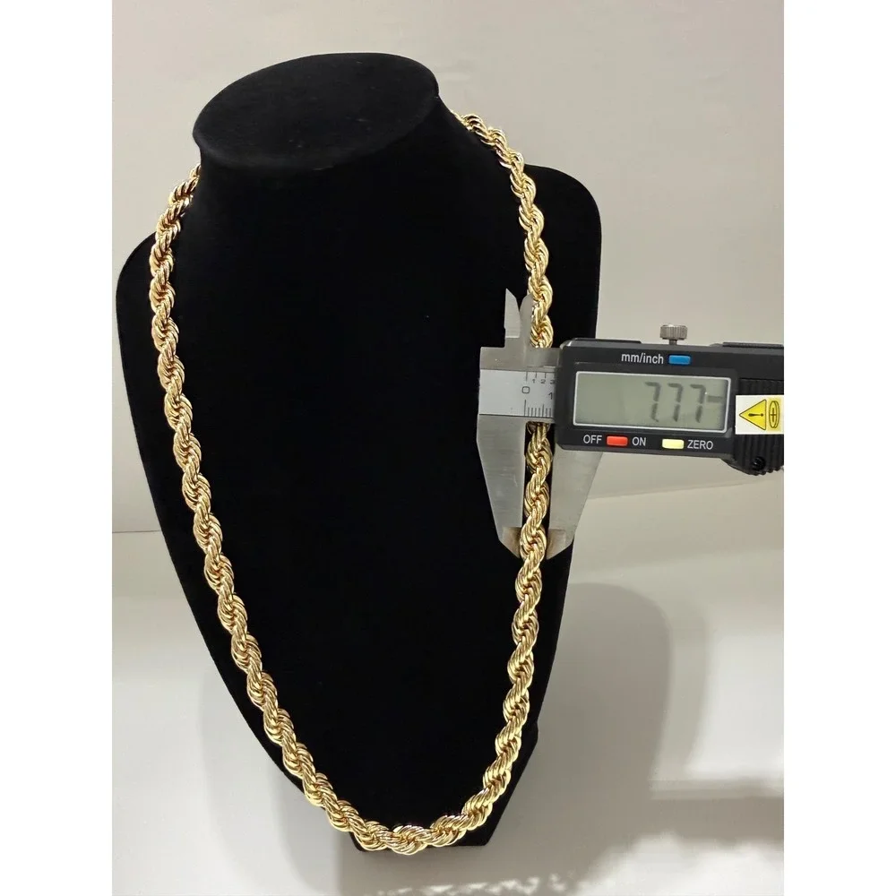 rope chain necklace 14k gold filled 24 inch 7.5mm lobster clasp